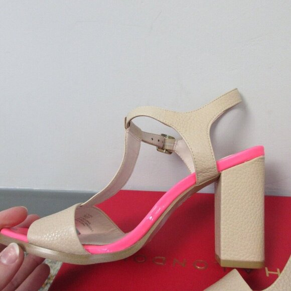 Vince Camuto Novasi Women Sandals 7 Beige Pink Pebble Leather High Heels y2k 538 - Picture 3 of 10